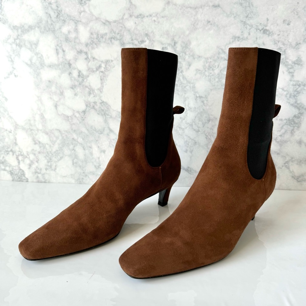 Toteme The Mid Heel Chelsea Ankle Boots in Brown Suede Size 37 EU